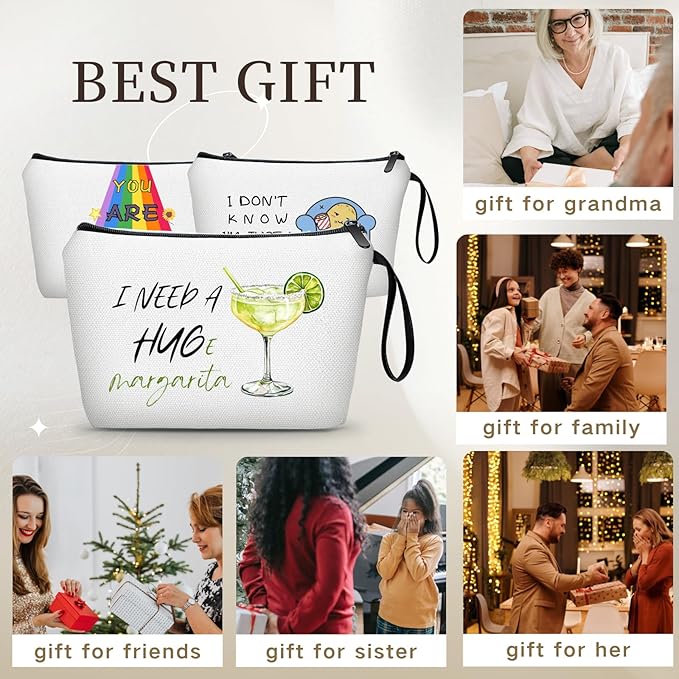 Margarita Cocktail Tequila Funny Unique Birthday Drink Gift Accessories for Women Female Coworker Friend Her Bartender Mixologist Alcohol Lover Makeup Cosmetic Bag Valentine's day