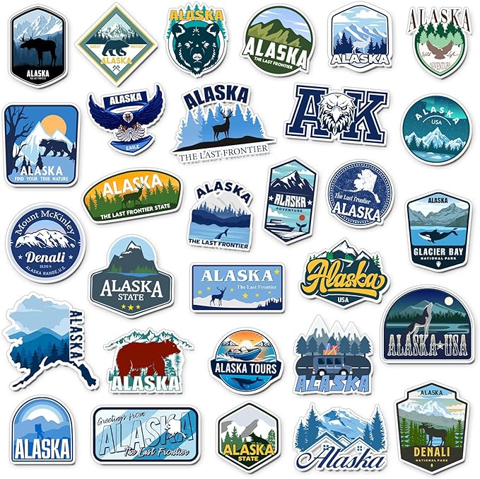 Konohan 30 Pcs Alaska Souvenirs Gifts Alaska Magnet for Refrigerator City Magnetic Refrigerator Stickers for Home Decoration