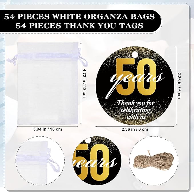 Dandat 54 Sets 50th Birthday Party Favors for Guests Birthday Beer Opener Keychain Cheers to 50 Bottle Opener Keychain with Thank You Cards and Gift Bags for Anniversary Wedding Party Favors