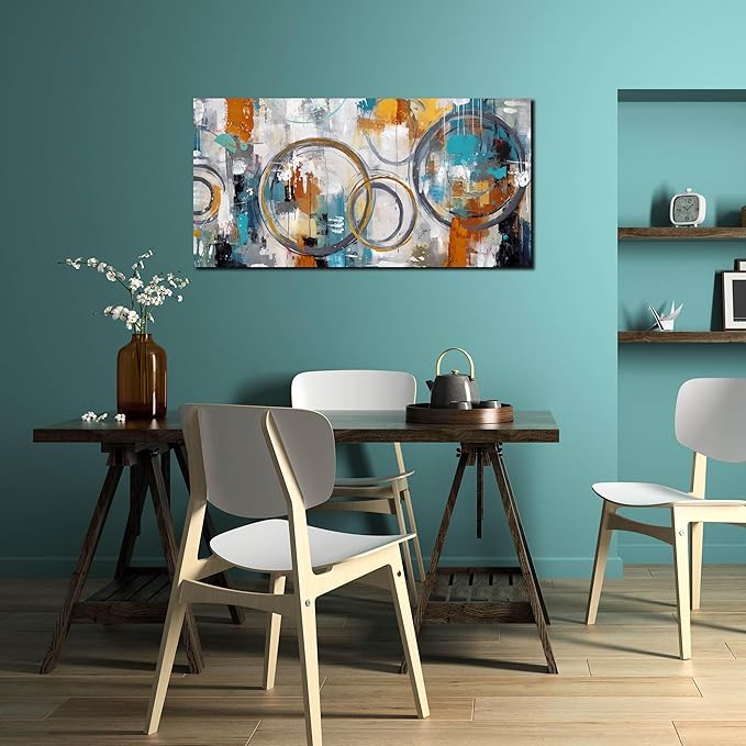 JKWALL77 Abstract Painting for Living Room Canvas - Modern Art Work for Office Walls Ready To Hang 20" x 40"