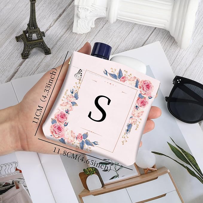 2Pcs Initial Letter PU Leather Small Squeeze Coin Purse Pouch Mini coin Bag Unique And Cute Wallet Cosmetic Bags For Women Girls Men Change Bag Letter S