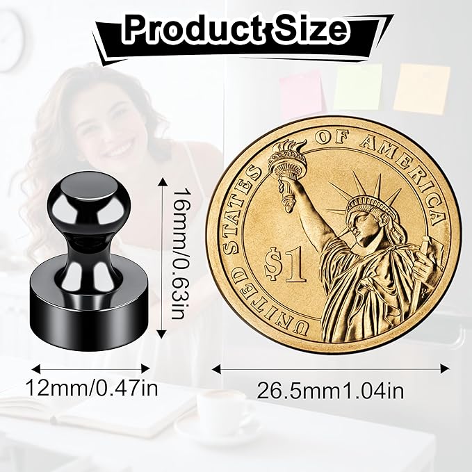Tiergrade Metallic Magnets, Refrigerator Magnets, 20 Pack Black Magnetic Push Pins, Strong Fridge Magnets, Multi-use Whiteboard Magnets Perfect for Kitchen Office Classroom