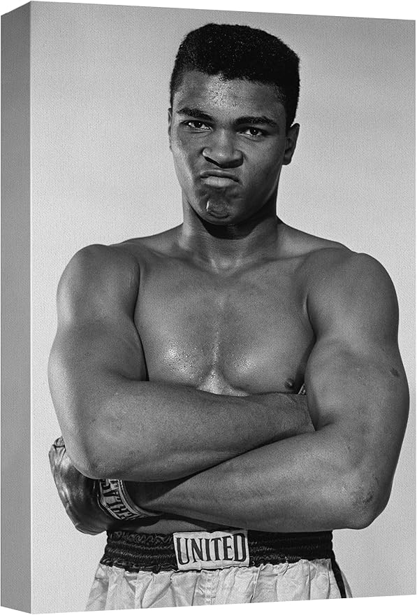 wall26 Canvas Print Wall Art Famous African American Boxer Duotone Muhammad Ali Historic Classic Photography Realism Traditional Portrait Vintage Retro for Living Room, Bedroom, Office - 24"x36"