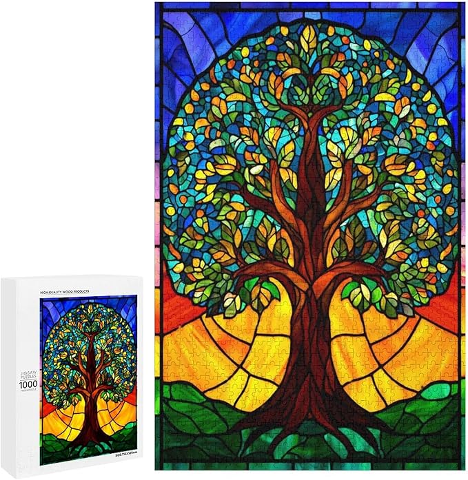 Jigsaw Puzzles for Adults 1000 Piece - Colorful Tree Themed Wooden Puzzles，Funny Puzzles，Stress Relief Games，Puzzle Games Challenge Puzzles，Educational Games