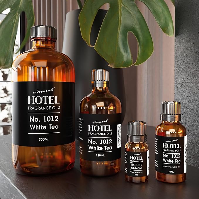 AirScent Hotel Diffuser Oil No. 1012 Inspired by The Renowned White Tea Hotel Scent - Premium Fragrance Oil for Ultrasonic and Waterless Diffusers and Crafting - 500 mL, 16.9 fl oz Bottle