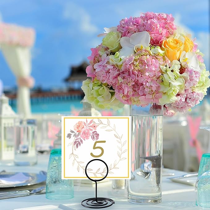 Hoewina 26Pcs Table Number Holders, Place Card Holder, Wire Picture Holder, Small Size Table Card Holders, Photo Holder for Centerpieces, Wedding Reception, Party, Birthday (Black)