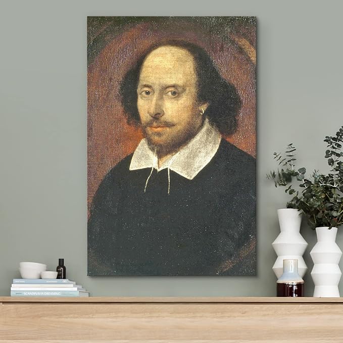 wall26 Canvas Print Wall Art Portrait of William Shakespeare People Pop Culture Historical Realism Famous Closeup Colorful Multicolor Classical for Living Room, Bedroom, Office - 16"x24"