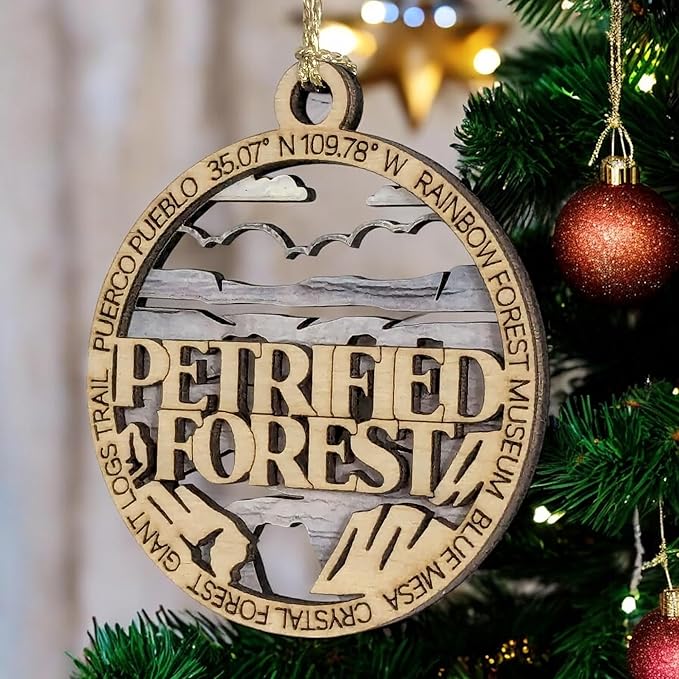 Petrified Forest National Park 3" Wood Ornament - Laser Cut Christmas Tree Decoration, Handmade Arizona Souvenir Gift