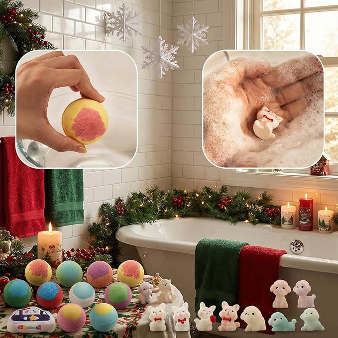 Bath Bombs for Kids with Toys Inside for Girls Boys - 11 Pack Bath Bombs Gift Set with Surprise with Surprise Toys | Kids Safe Bubble Bath Fizzy Balls Halloween Christmas Birthday Gift Kit
