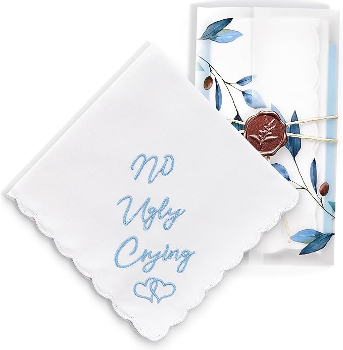 W&F GIFT Handkerchief - 12" x 12" - Something Blue for Bride on Wedding Day - Fun Gift