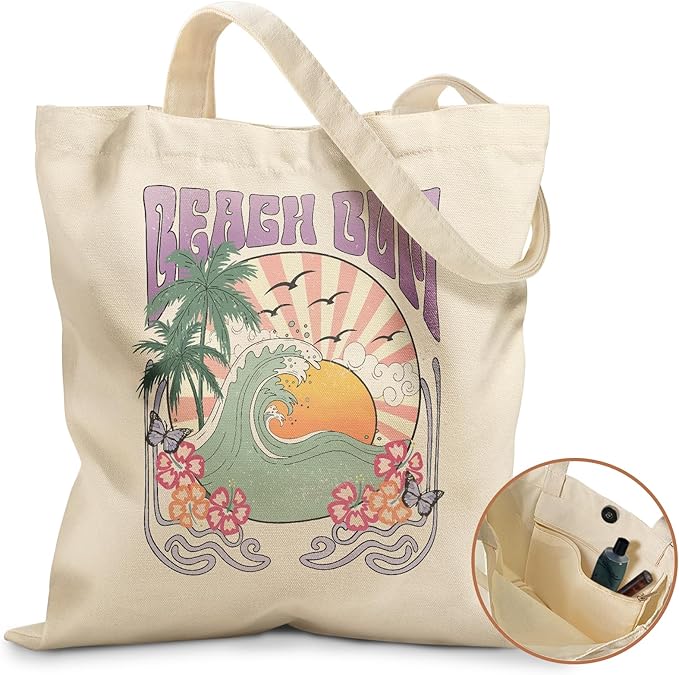 Miss Adola Aesthetic Tote Bag for Girls - with Magnetic Buckle and Zipper Inner Pocket for Women Lady Canvas Cotton Tote Bag