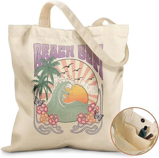 Miss Adola Aesthetic Tote Bag for Girls - with Magnetic Buckle and Zipper Inner Pocket for Women Lady Canvas Cotton Tote Bag