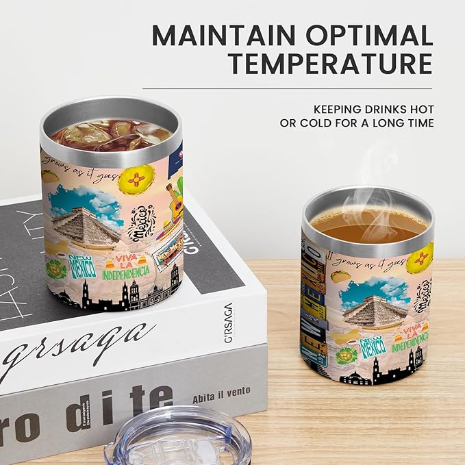 12oz Coffee Mug New Mexico State Insulated Coffee Cups, United States Map Travel Mug Landmark, Birthday Gifts Cute Mugs with Lid and Straw Gifts for Mom