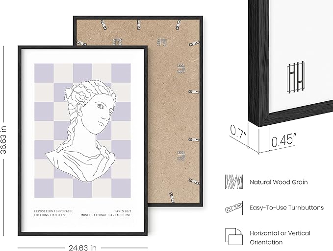 HAUS AND HUES Danish Pastel Purple Poster - Aesthetic Room Decor, Purple Picture Wall Decor, Danish Pastel Cute Poster (Black Frame, 24x36)