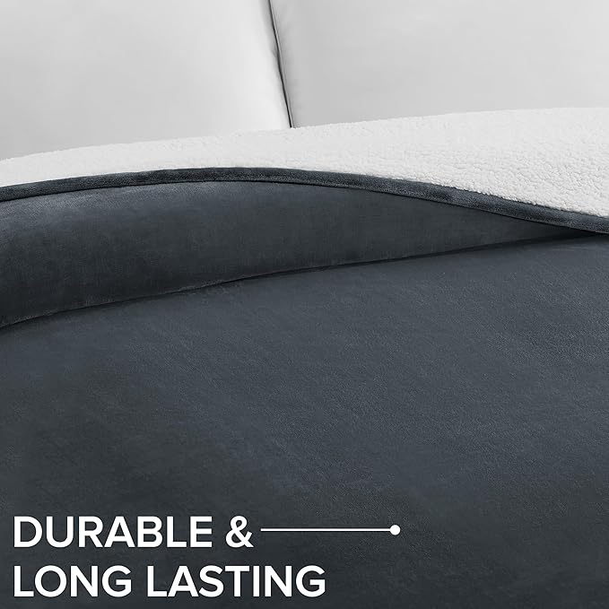 UGG Nita King/California King Blanket Fleece Fluffy Reversible Soft Fuzzy Bedding Cozy Plush Oversized Blanket Machine Washable Bedroom Decor for Big Couch or Bed, 110-inch x 90-inch, Charcoal Grey