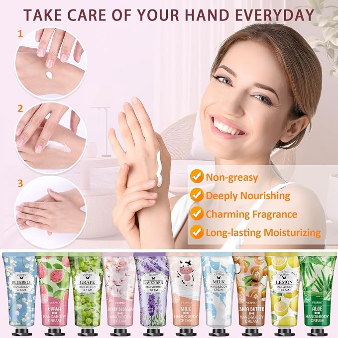 12 Pack Hand Cream Gift Set, Valentines Day Gifts for Her, Bulk Hand Lotion Travel Size for Dry Cracked Hands, Mini Moisturizing Hand Lotion for Mothers Day Gifts, Teacher Gifts and Nurse Gifts
