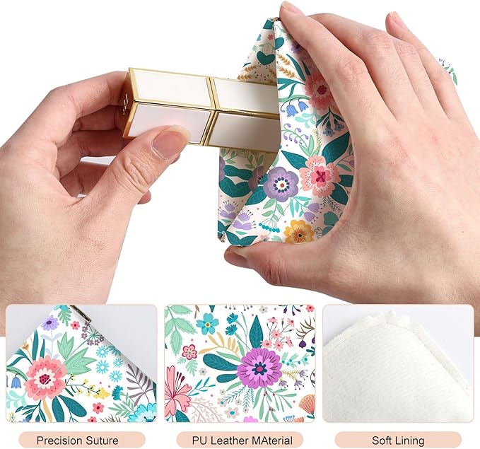 2Pcs PU Leather Small Squeeze Coin Purse Pouch Mini coin Bag Unique And Cute Wallet Cosmetic Bags Change Bag For Women Girls Men （Yellow and blue floral print