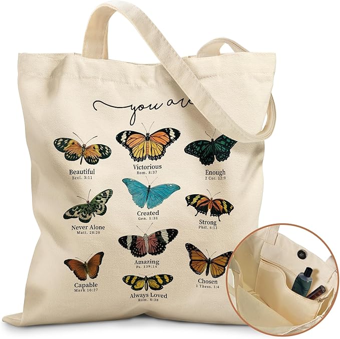 Miss Adola Aesthetic Tote Bag for Girls - with Magnetic Buckle and Zipper Inner Pocket for Women Lady Canvas Cotton Tote Bag