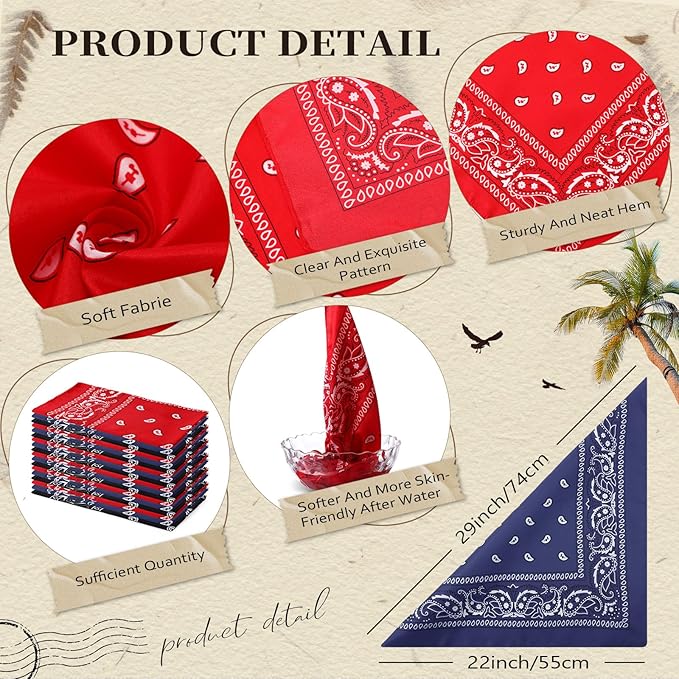 Blulu 6 Pcs Neon Color Cowboy Bandanas for Men Women Assorted Paisley Pattern Handkerchiefs 22 x 22 Inch Kids Headwrap Scarfs