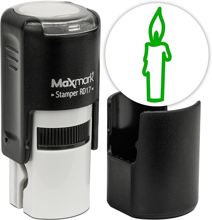 MaxMark Round Self Inking Halloween Stamp - Green Ink