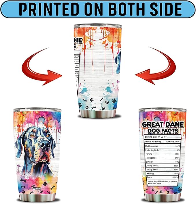 Gifts for Great Dane Lovers Birthday Christmas Thanksgiving Easter Gift Ideas for Dog Mom Dad Owners Tumbler Travel Cup Coffee Mug Water Bottle 20 Oz Stainless Steel
