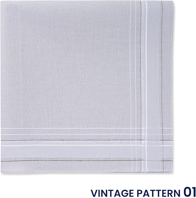 Zenssia Men's Soft Cotton Handkerchiefs Assorted Color with Stripe 6 Piece Gift Set