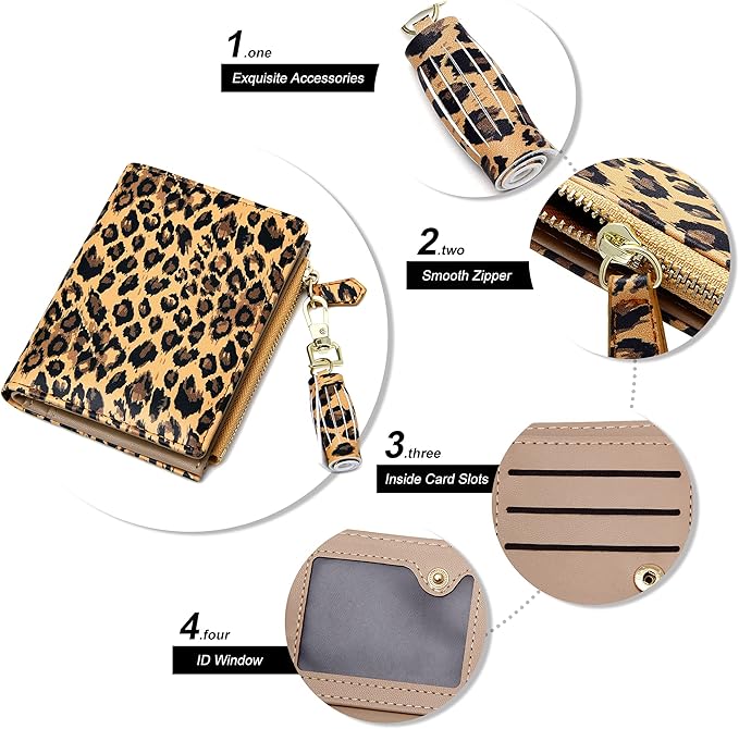 GEEAD Small Wallets for Women Bifold Slim Coin Purse Zipper ID Card Holder