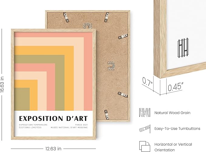 HAUS AND HUES Contemporary Framed Art, Danish Pastel Framed Geometric Wall Art, Colorful Framed Art, Colorful Wall Art Framed Pink and Orange Wall Art, Contemporary Wall Art (Beige Framed, 12x16)