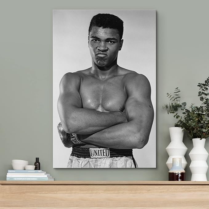 wall26 Canvas Print Wall Art Famous African American Boxer Duotone Muhammad Ali Historic Classic Photography Realism Traditional Portrait Vintage Retro for Living Room, Bedroom, Office - 24"x36"