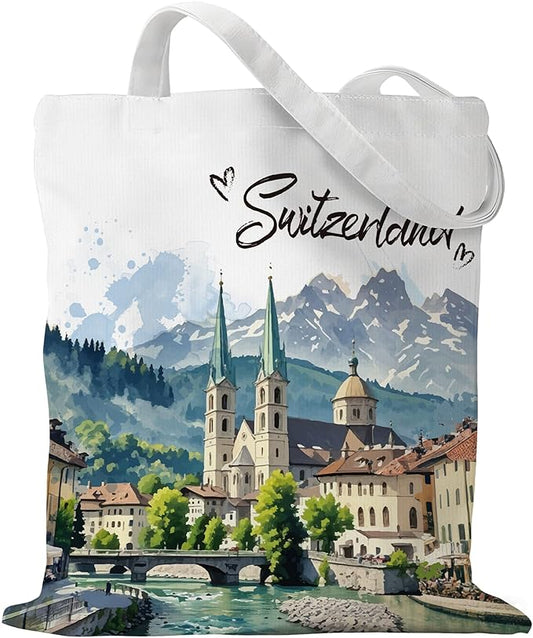 Europe Travel Souvenirs Gifts Tote Bags Reusable Grocery Bags London Paris Switzerland Gifts for Women