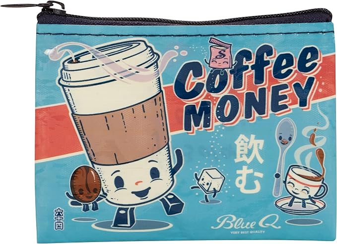 Blue Q Coin Purse – Cute Coin Pouch for Men and Women, Small Wallet Keychain Organizer, Zipper Bag for Coins, Gift Cards & Earbuds, Mini Card Holder, Compact Zip Wallet, 3"h x 4"w
