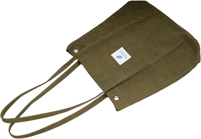 Corduroy Tote Bag Cute Tote Bags for Women Shoulder Bag with Inner Pocket for Work Beach Travel and Shopping Grocery