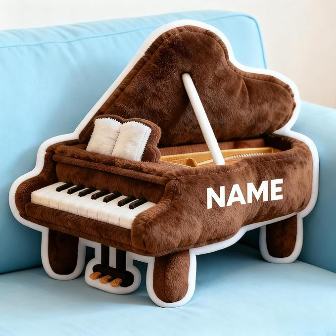 Personalized Piano Shaped Pillow, Custom Name Plush Stuffed Pillows, Suitable for Beds, Sofas, Bedrooms, Living Rooms Custom Decorative Cushion Gifts for Birthday and Anniversary