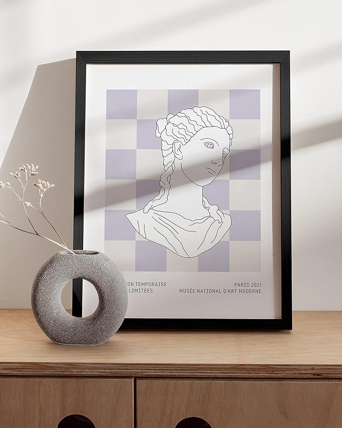 HAUS AND HUES Danish Pastel Purple Poster - Aesthetic Room Decor, Purple Picture Wall Decor, Danish Pastel Cute Poster (Black Frame, 24x36)