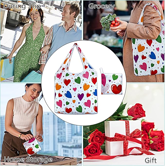 LOLOMLO 6 Pack Eco-Friendly Reusable Grocery Bags Lightweight Durable Washable Shopping Tote Foldable Outings Storage Pouch