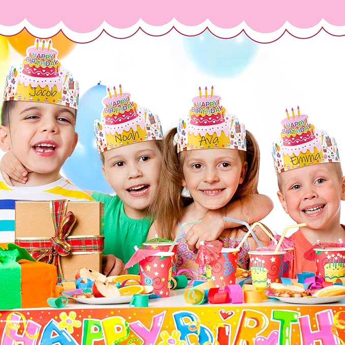 Outus 42 Pack Happy Birthday Crowns for Kids Classroom with Elastic Band for Teachers Students Kindergarten Party