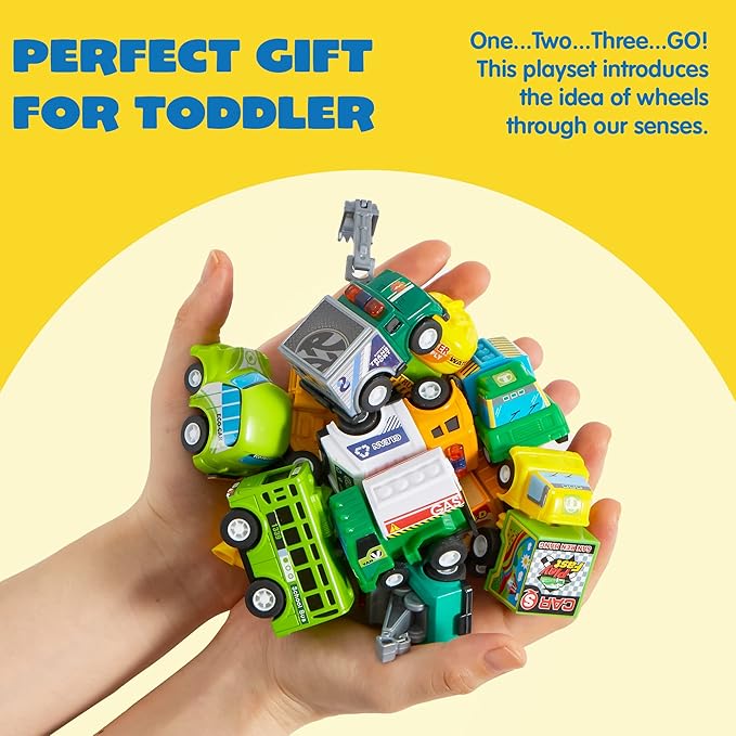 JOYIN 25 Pieces Pull Back Cars and Trucks Toy Vehicles Set for Toddlers, Girls and Boys Kids Play Set, Party Favors, School Gifts, Goodie Bags Stuffers for Kids, Christmas Birthday Gifts