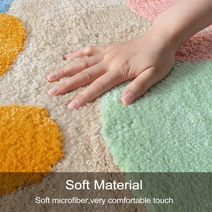 Uphome Bathroom Runner Rug Colorful Abstract Coral Long Bath Mat Non Slip Water Absorbent Boho Bath Rug Soft Microfiber Machine Washable Floor Mats for Tub Bathroom Indoor Doormat,18"x47"