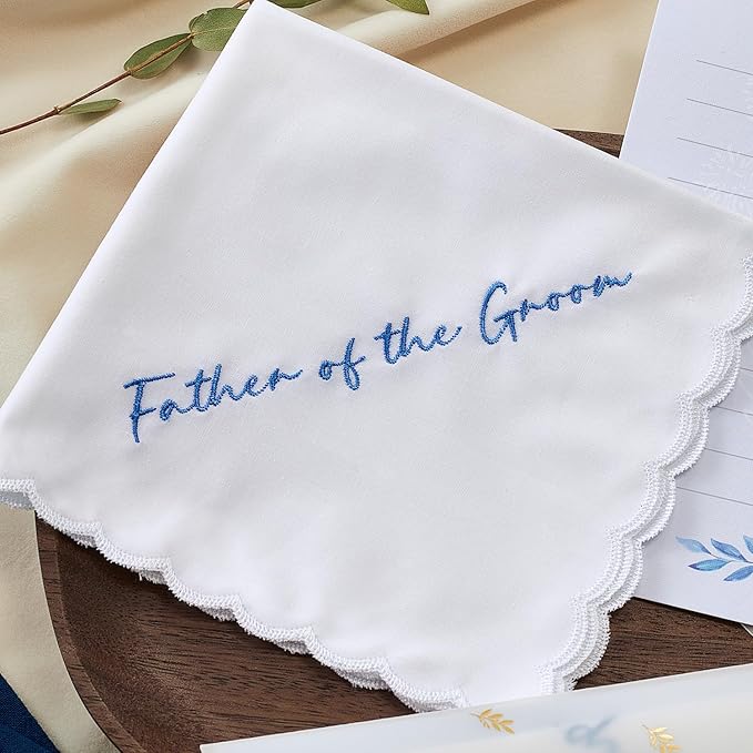 Truliva Wedding Gifts: Mother & Father of the Bride Handkerchiefs, Something Blue