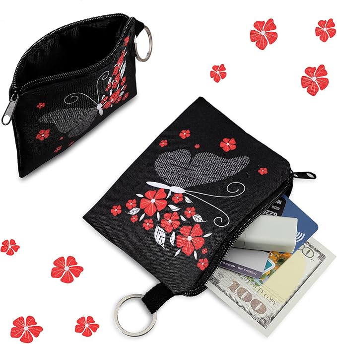 10 Pieces Small Coin Purse Boho Change Purse Pouch Mini Wallet Coin Bag with Zipper Exquisite Present for Women Girls on Valentine's Day