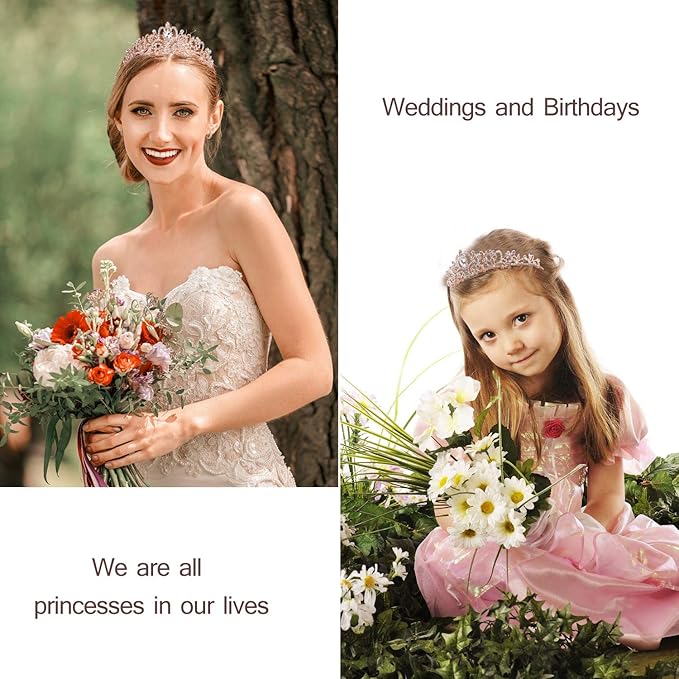 Velscrun Birthday Queen Tiaras Crown for Women, Girls Princess Crowns for Women, Queen Tiara for Mom, Rose Gold Birth Crown Headband Birth Sash, 30th 40th 50th Birthday Prom Party Decorations for Mom