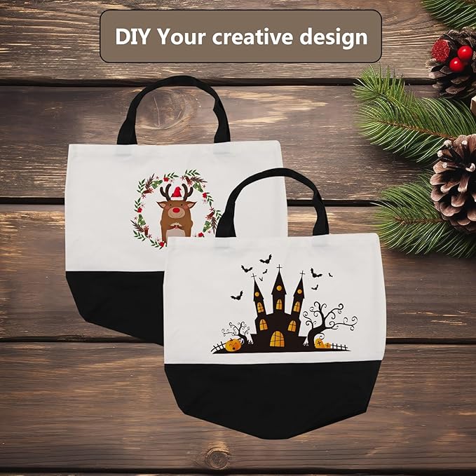OKBA 10 pcs Sublimation Tote Bags,polyester tote bags for sublimation, blank canvas tote bags for DIY Crafting and Decorating