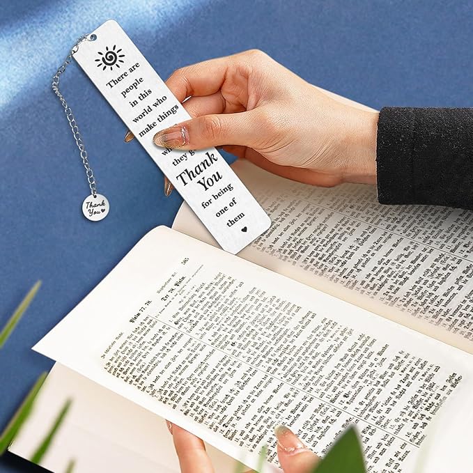 Book Lovers Gifts, Kaluofan Gifts for Book Lovers with Thank You Chain, Bookmark Gifts for Best Friend, Back to School Coming of Age Gifts, Graduation Gifts, Christmas Stocking Stuffers for Teens