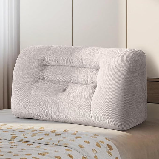 Reading Pillow for Couch, Bed Rest Back Pillow with Front Pocket, Comfortable Back Pillows for Sitting in Bed, Daybed, Tatami, Living Room