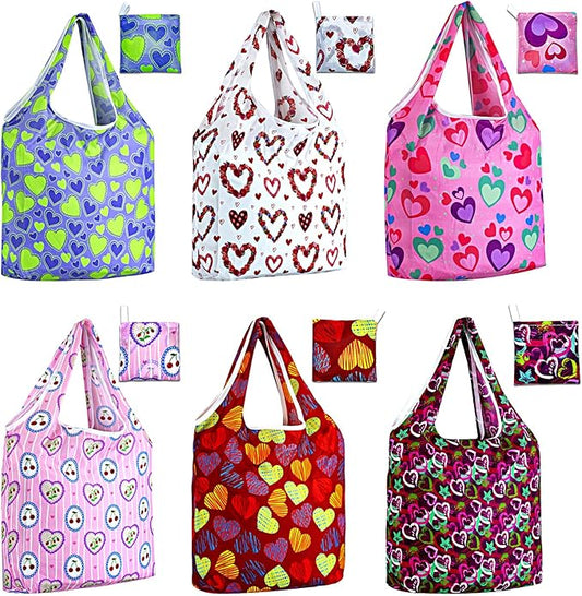 LOLOMLO 6 Pack Eco-Friendly Reusable Grocery Bags Lightweight Durable Washable Shopping Tote Foldable Outings Storage Pouch