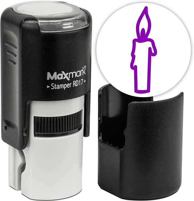 MaxMark Round Self Inking Halloween Stamp - Purple Ink