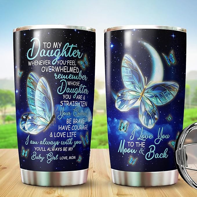 Daughter Butterfly Tumbler - Mom Daughter Gifts - Mothers Day & Christmas - 16oz
