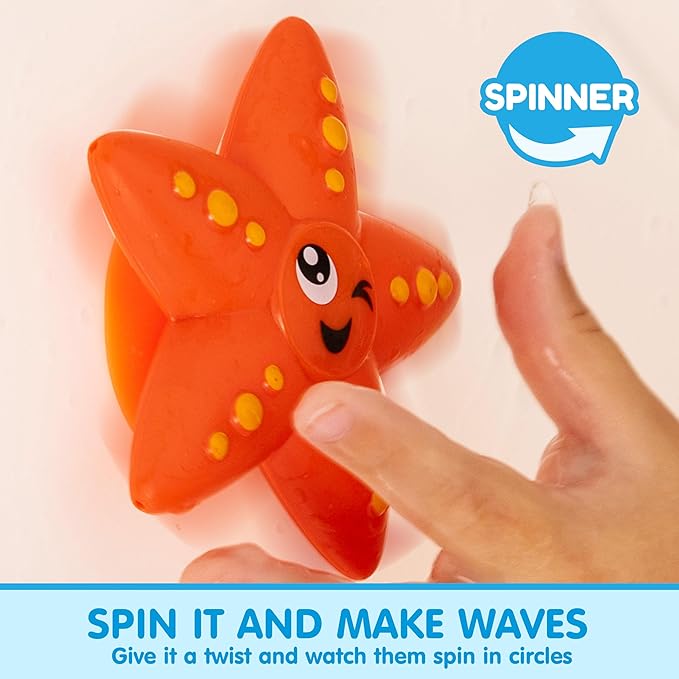 JOYIN Bath Fishing Toy Set for Toddlers - Magnetic Toy with Fishing Rod, Spinning Octopus and Starfish, Wind-up Shark and Turtle - Sensory Development for Infants