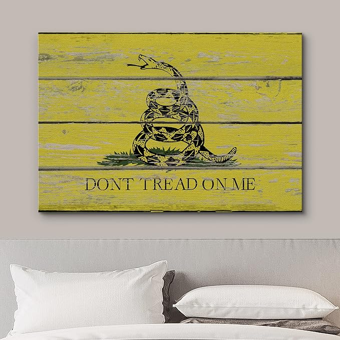 wall26 Canvas Print Wall Art California Don't Tread on Me Flag on Vintage Wood Pop Culture Cultural Digital Art Modern Art Traditional Colorful for Living Room, Bedroom, Office - 12"x18"