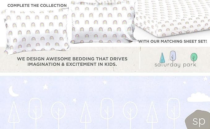 Saturday Park Doodle Rainbow Full/Queen Duvet Cover & Sham Set - 3 Piece 100% Organic Cotton Duvet Set - GOTS & Oeko-TEX Certified